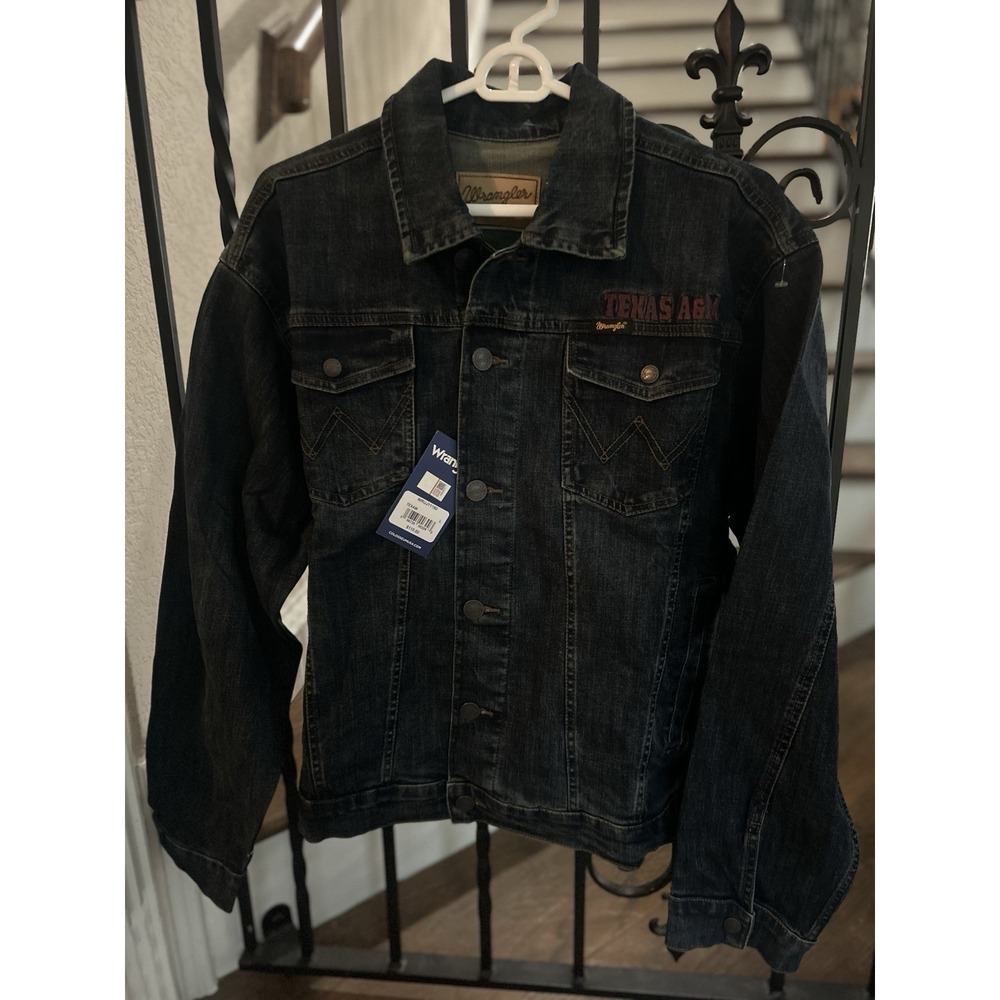NWTS Men's Size Large Texas A&M Wrangler Jacket Jean Retro Denim Aggies Trucker